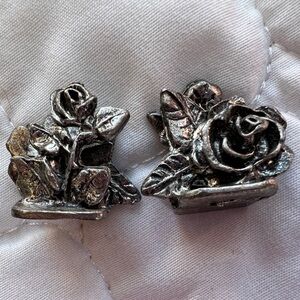 Vintage Bundle 2 Miniature Metzke Antique Pewter Rose Card Holders bride groom